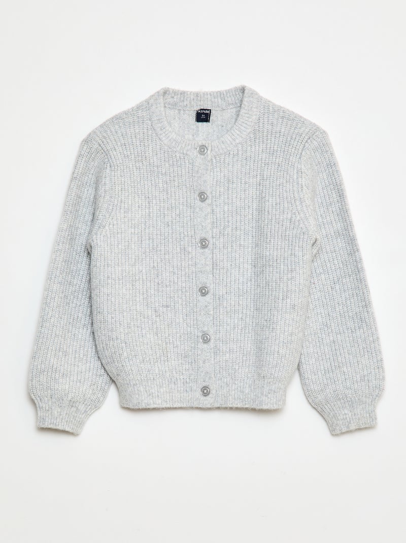 Gilet en maille tricot grosse jauge uni Gris - Kiabi