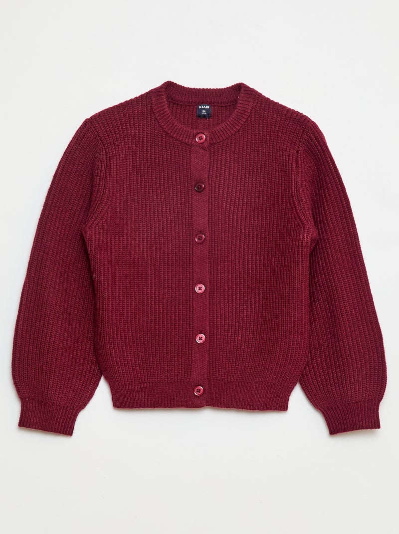 Gilet en maille tricot grosse jauge uni Rouge - Kiabi