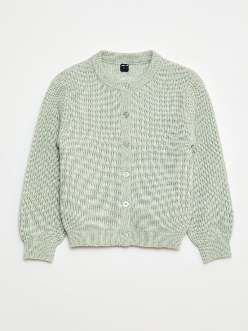 Gilet en maille tricot grosse jauge uni Vert - Kiabi