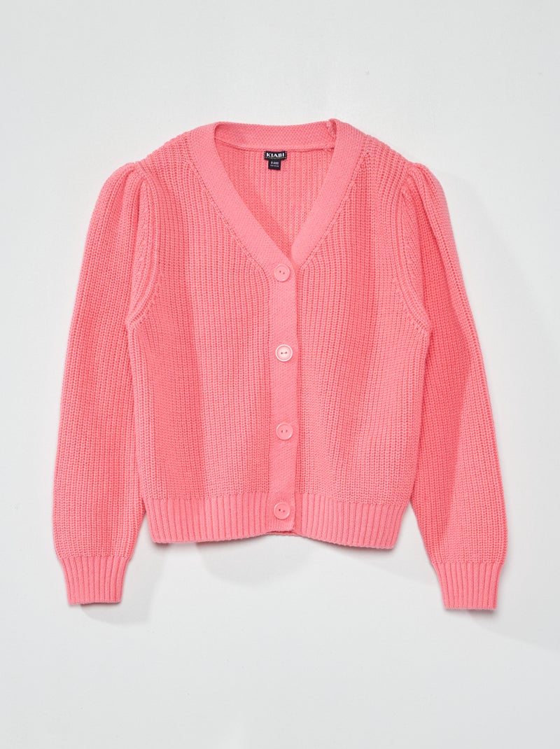 Gilet en maille tricot rose - Kiabi