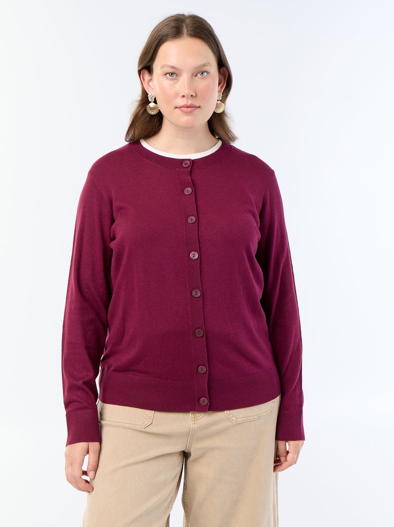Gilet en maille uni Bordeaux - Kiabi