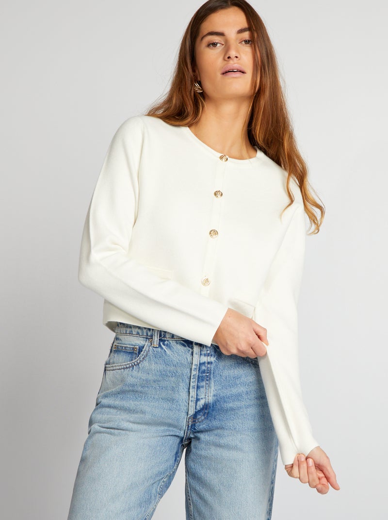 Gilet en maille unie blanc - Kiabi