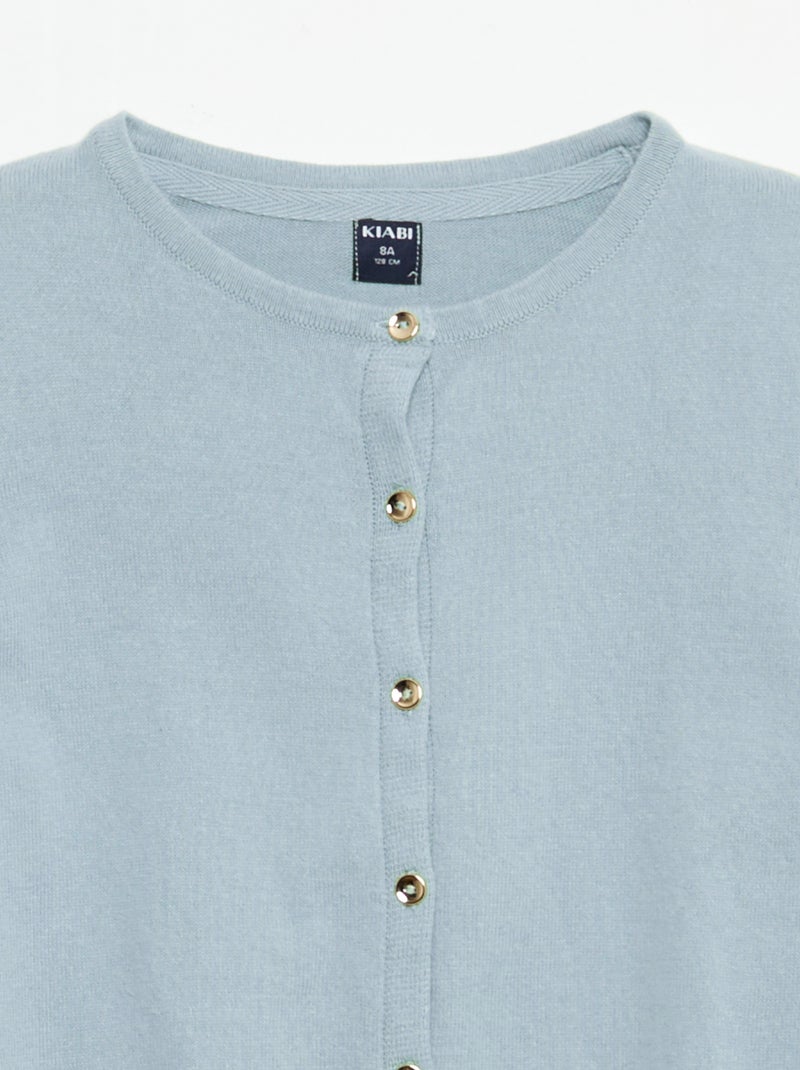 Gilet en maille unie Bleu - Kiabi