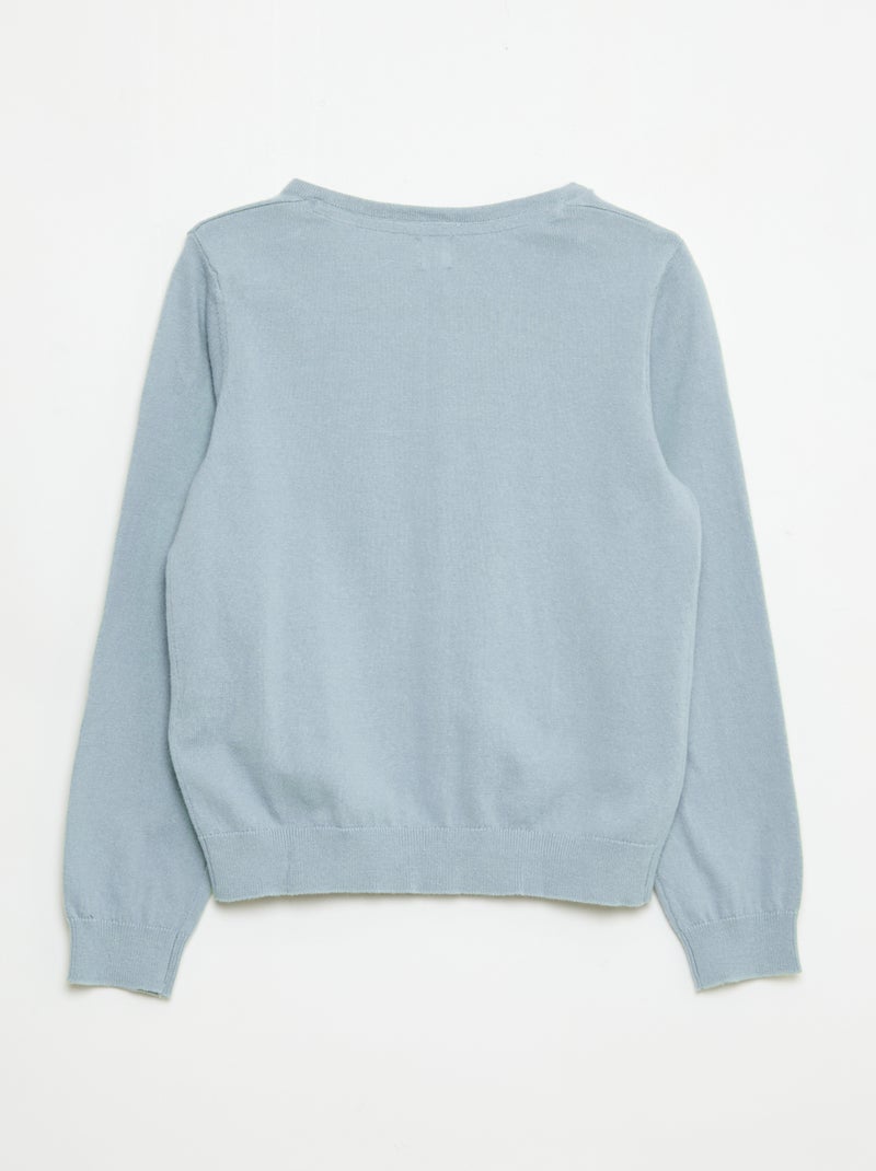 Gilet en maille unie Bleu - Kiabi