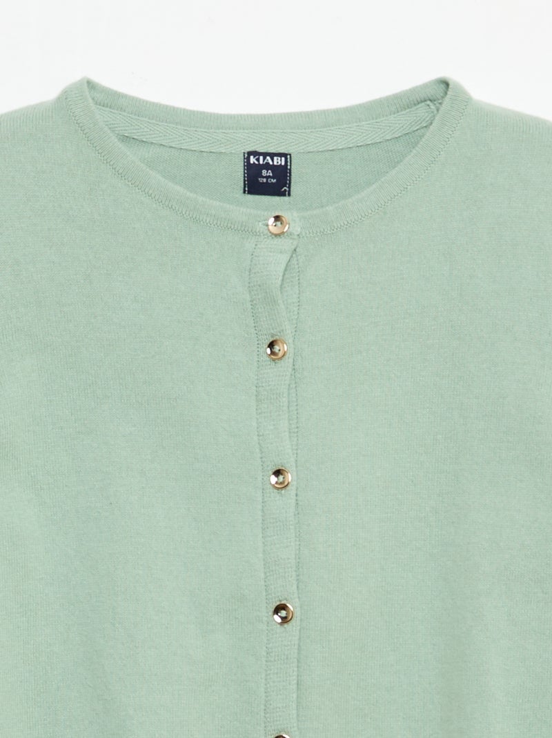 Gilet en maille unie Vert - Kiabi
