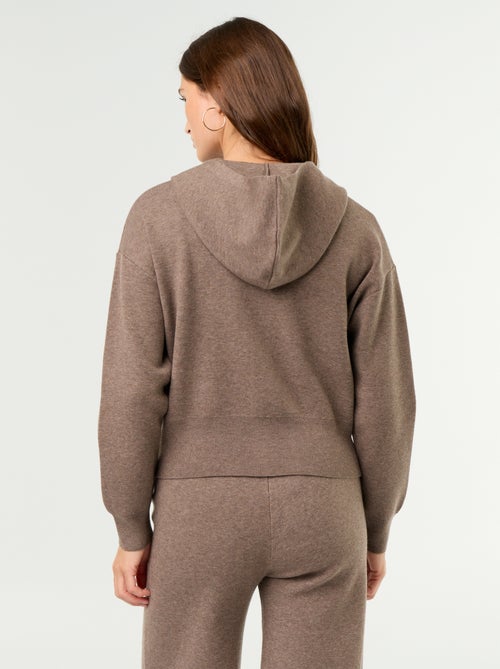 Gilet en matière ottoman à capuche - Kiabi