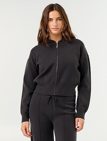 Gilet en matière ottoman à capuche