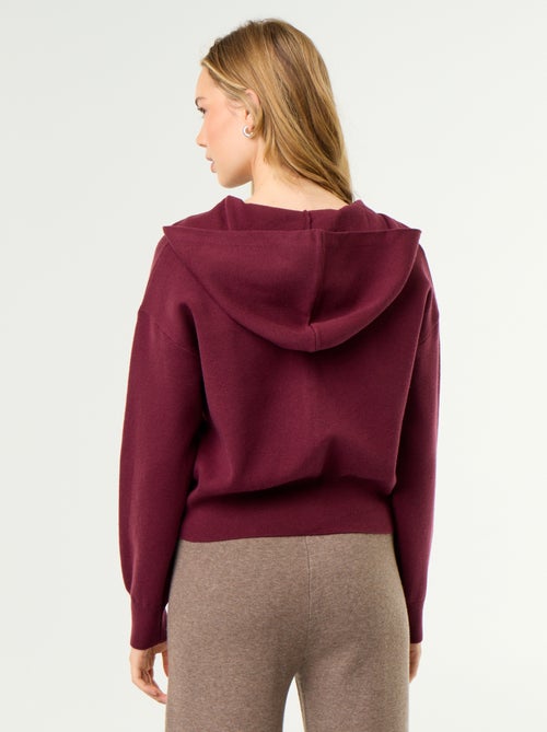 Gilet en matière ottoman à capuche - Kiabi
