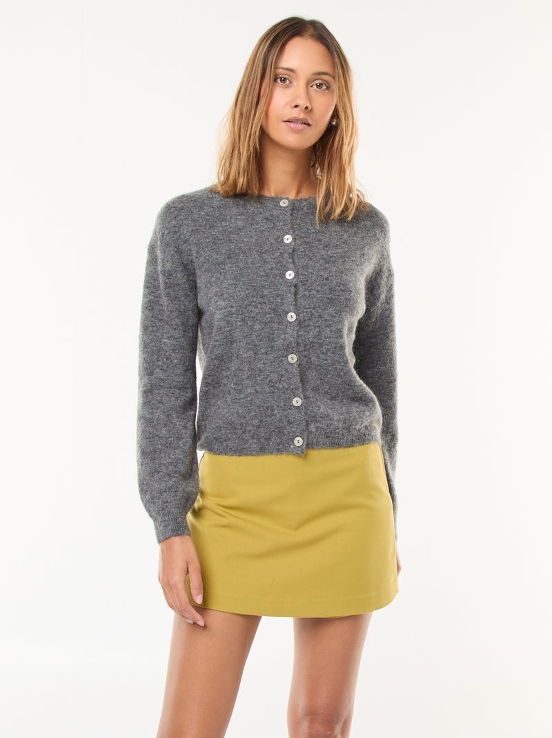 Gilet en mohair et laine mélangé Gris - Kiabi