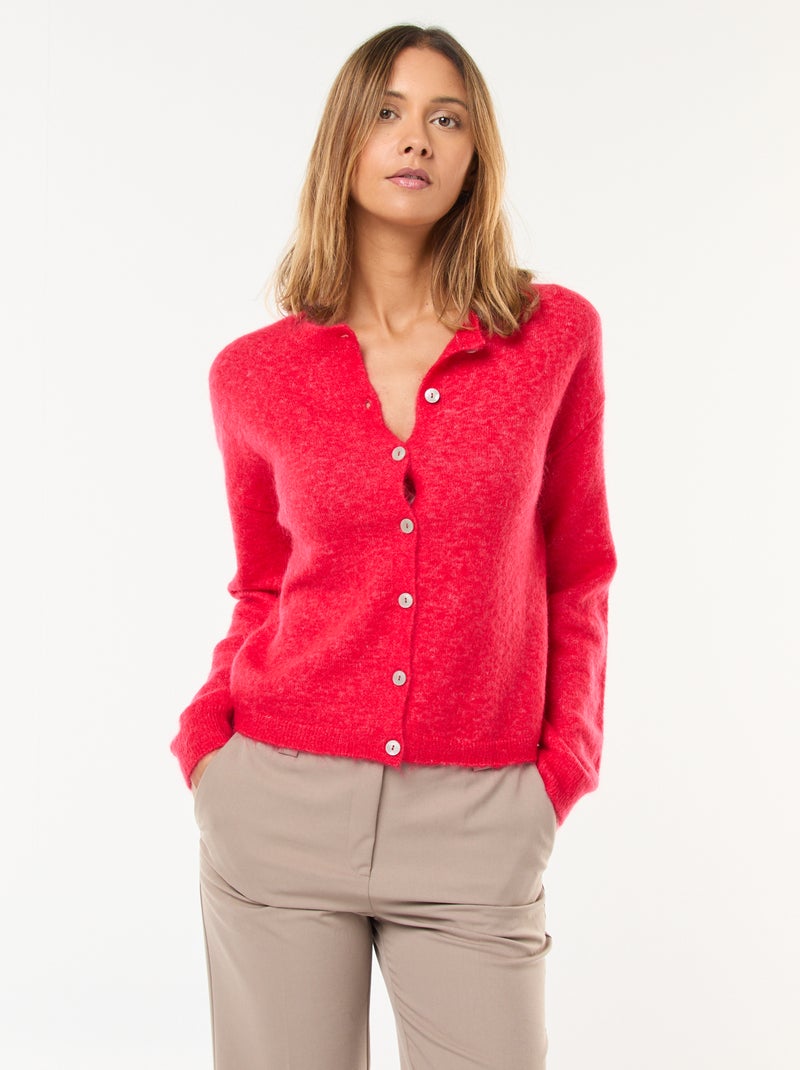 Gilet en mohair et laine mélangé Rouge - Kiabi