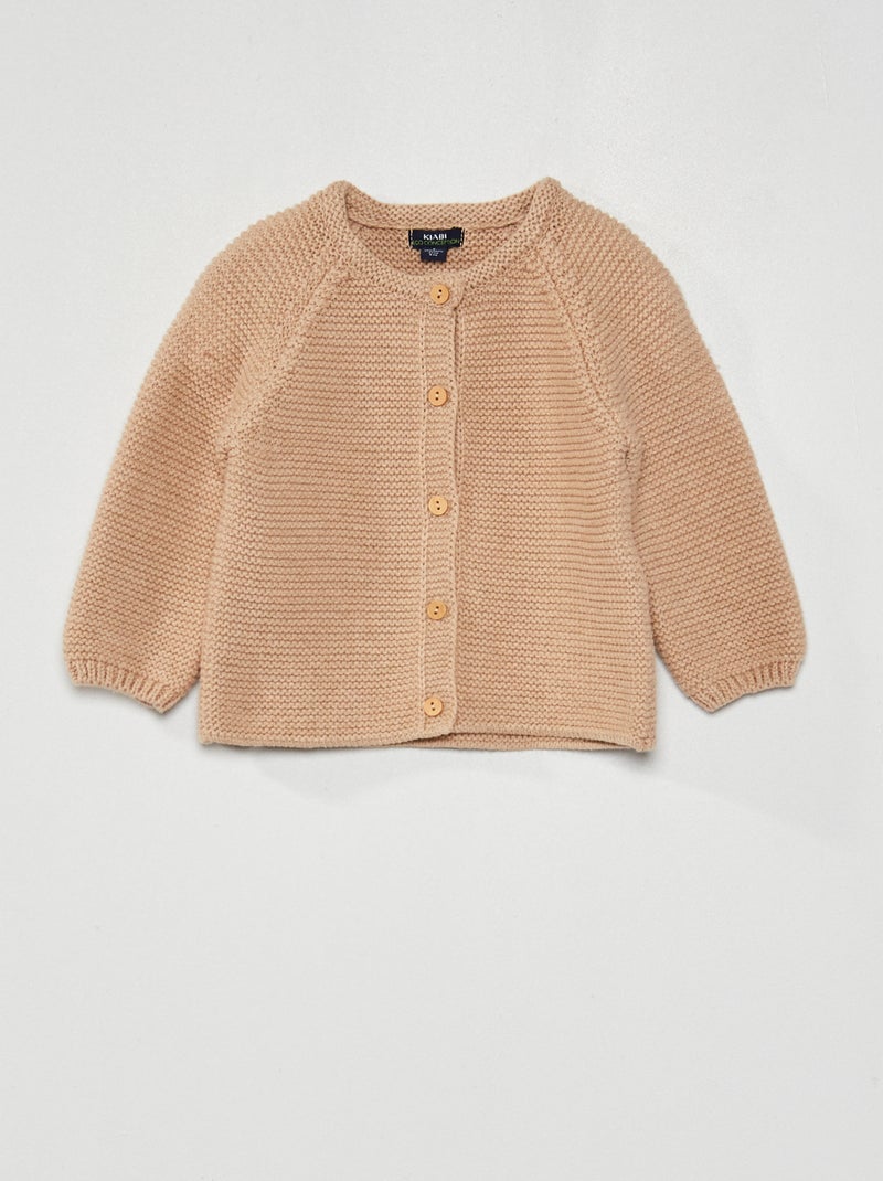 Gilet en point mousse BEIGE - Kiabi