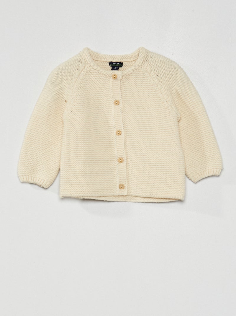 Gilet en point mousse BLANC - Kiabi