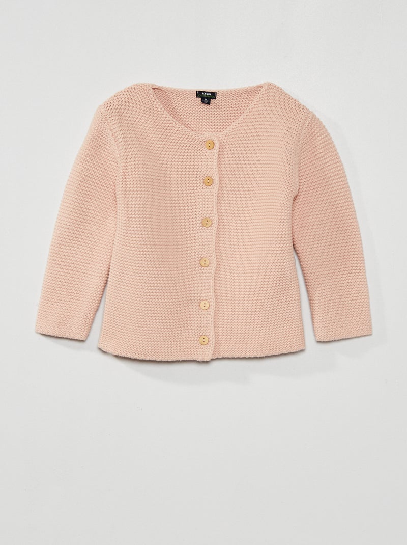 Gilet en point mousse Rose clair - Kiabi