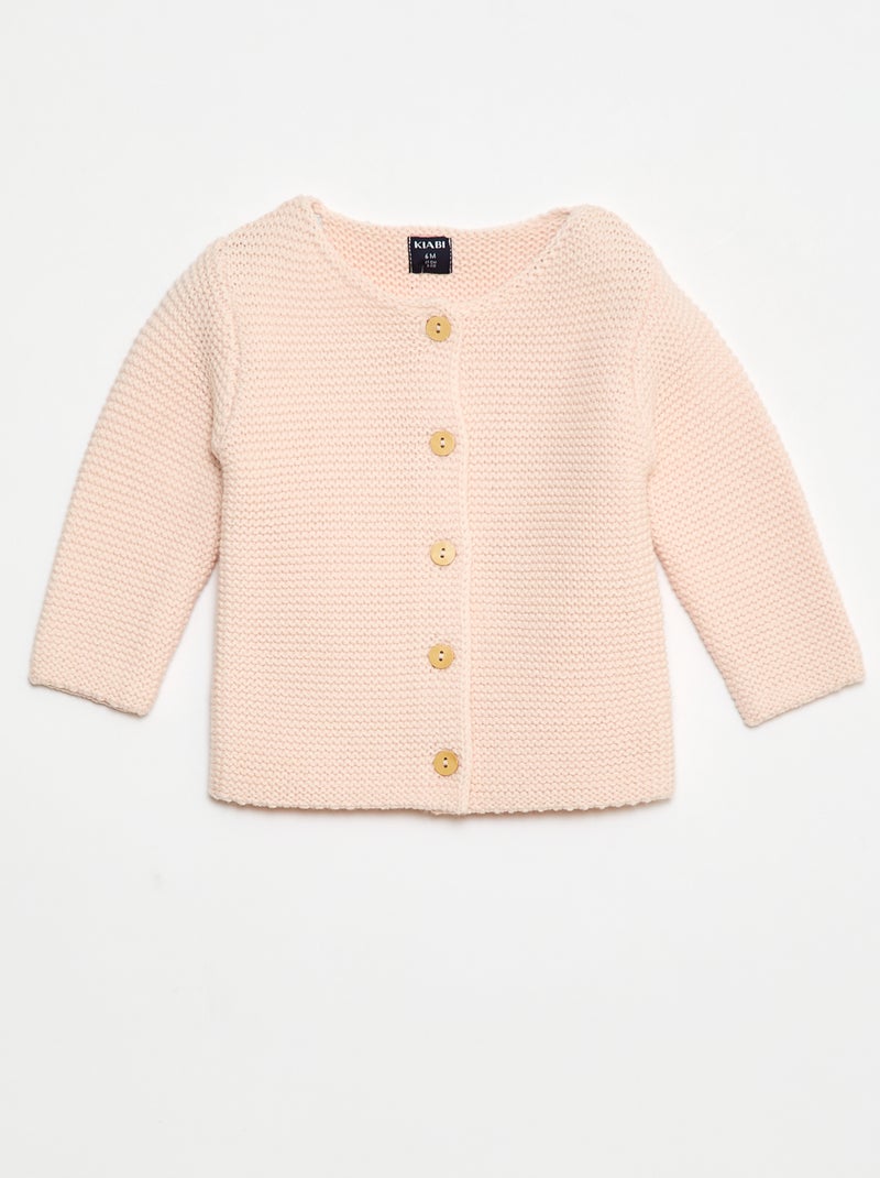 Gilet en point mousse Rose - Kiabi