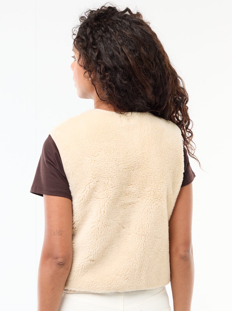 Gilet en sherpa sans manches Beige - Kiabi