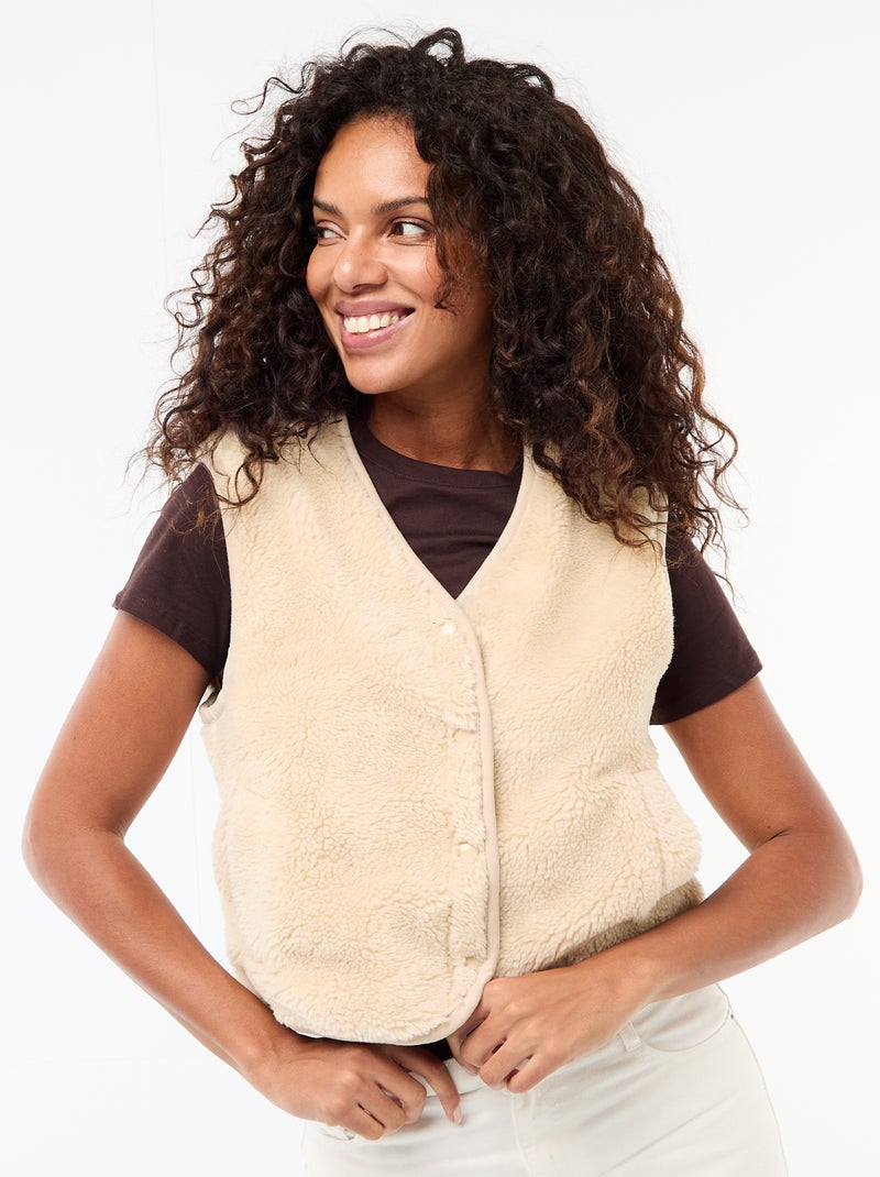 Gilet en sherpa sans manches Beige - Kiabi