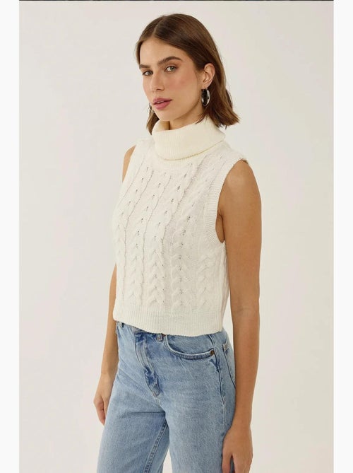 Gilet en tricot à col roulé avec motif de tresses hiccup - Kiabi