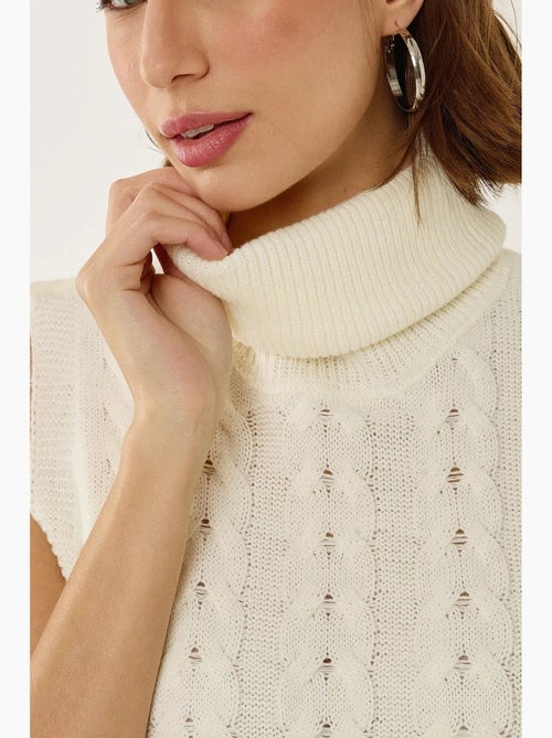 Gilet en tricot à col roulé avec motif de tresses hiccup - Kiabi