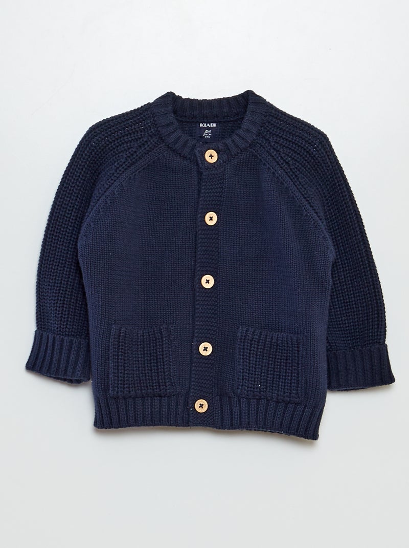 Gilet en tricot boutonné Marine - Kiabi