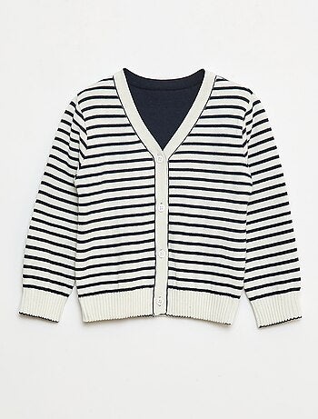 Gilet en tricot marinière réversible