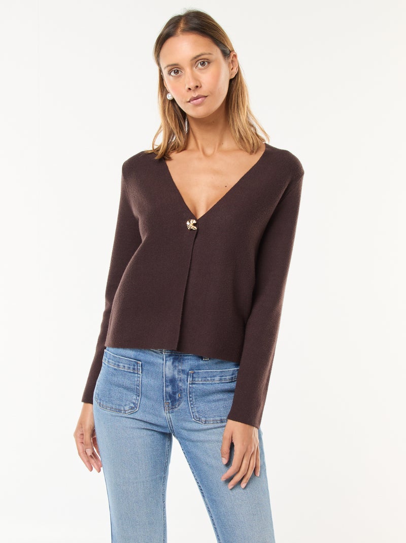 Gilet en tricot ottoman Marron - Kiabi