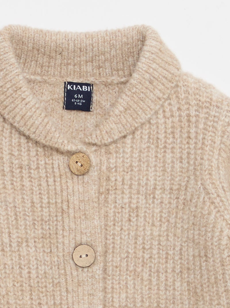 Gilet épais à col châle Beige - Kiabi