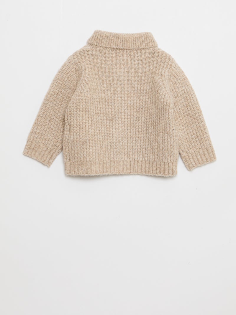 Gilet épais à col châle Beige - Kiabi