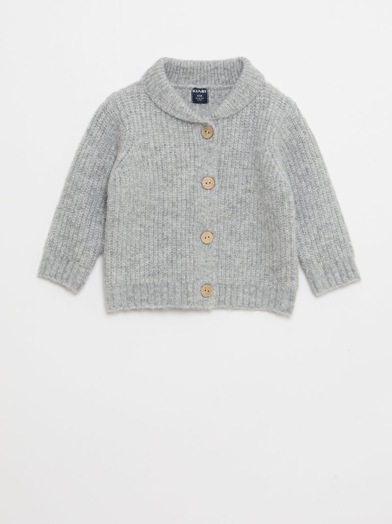 Gilet épais à col châle Gris - Kiabi