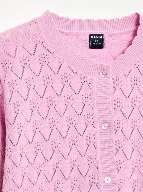 Gilet fantaisie en maille ajourée - Kiabi