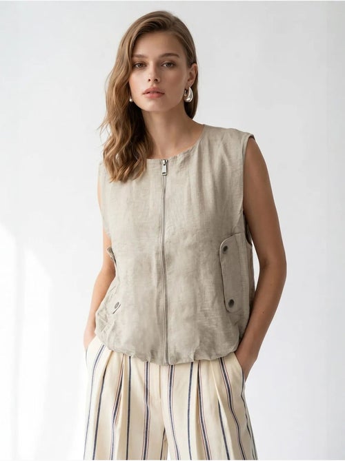 Gilet femme en popeline tissée, fermeture zippée mixray - Kiabi Gilet femme en popeline tissée, fermeture zippée mixray - Kiabi