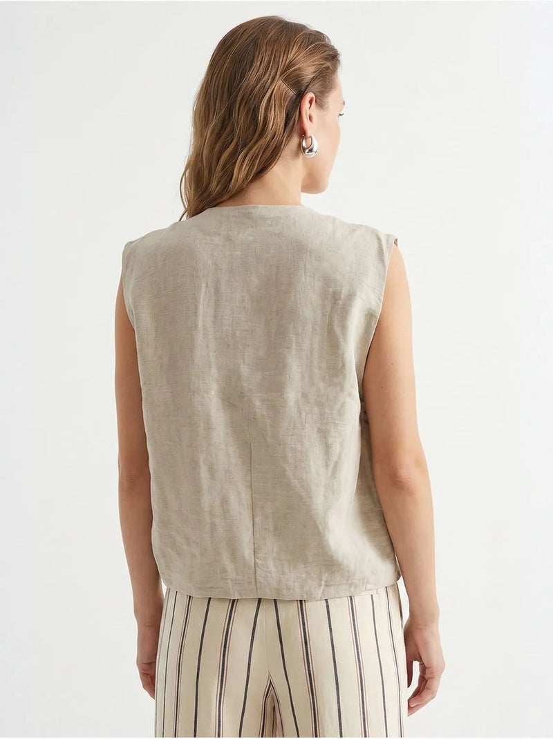 Gilet femme en popeline tissée, fermeture zippée mixray Beige naturel - Kiabi