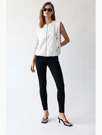 Gilet femme en popeline tissée, fermeture zippée mixray