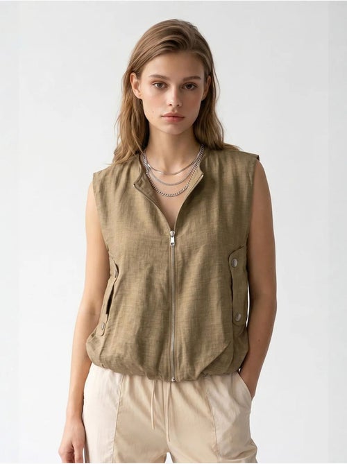 Gilet femme en popeline tissée, fermeture zippée mixray - Kiabi Gilet femme en popeline tissée, fermeture zippée mixray - Kiabi