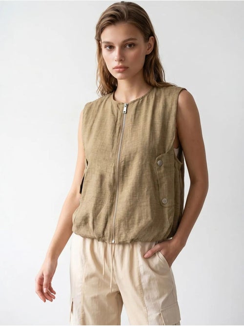 Gilet femme en popeline tissée, fermeture zippée mixray - Kiabi Gilet femme en popeline tissée, fermeture zippée mixray - Kiabi