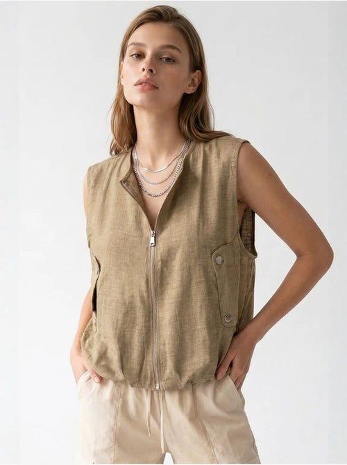 Gilet femme en popeline tissée, fermeture zippée mixray - Kiabi Gilet femme en popeline tissée, fermeture zippée mixray - Kiabi