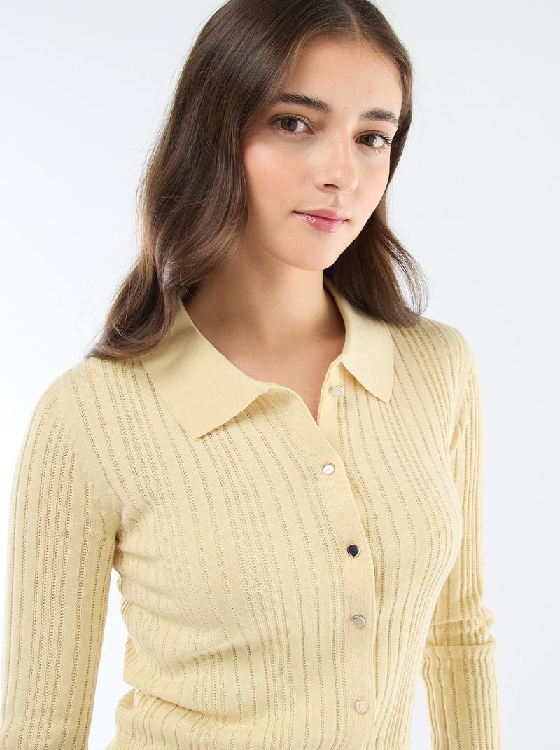 Gilet fin à col polo Jaune - Kiabi
