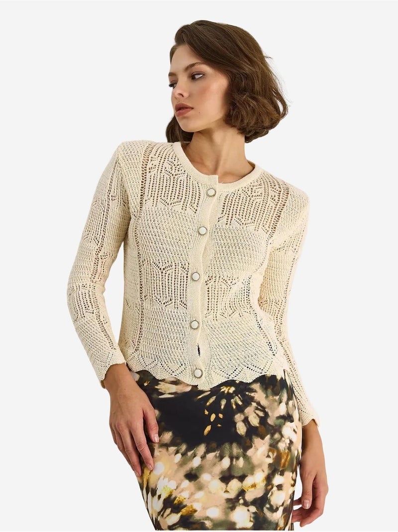 Gilet fin en maille luci avec fermeture à boutons lucci Ivoire - Kiabi