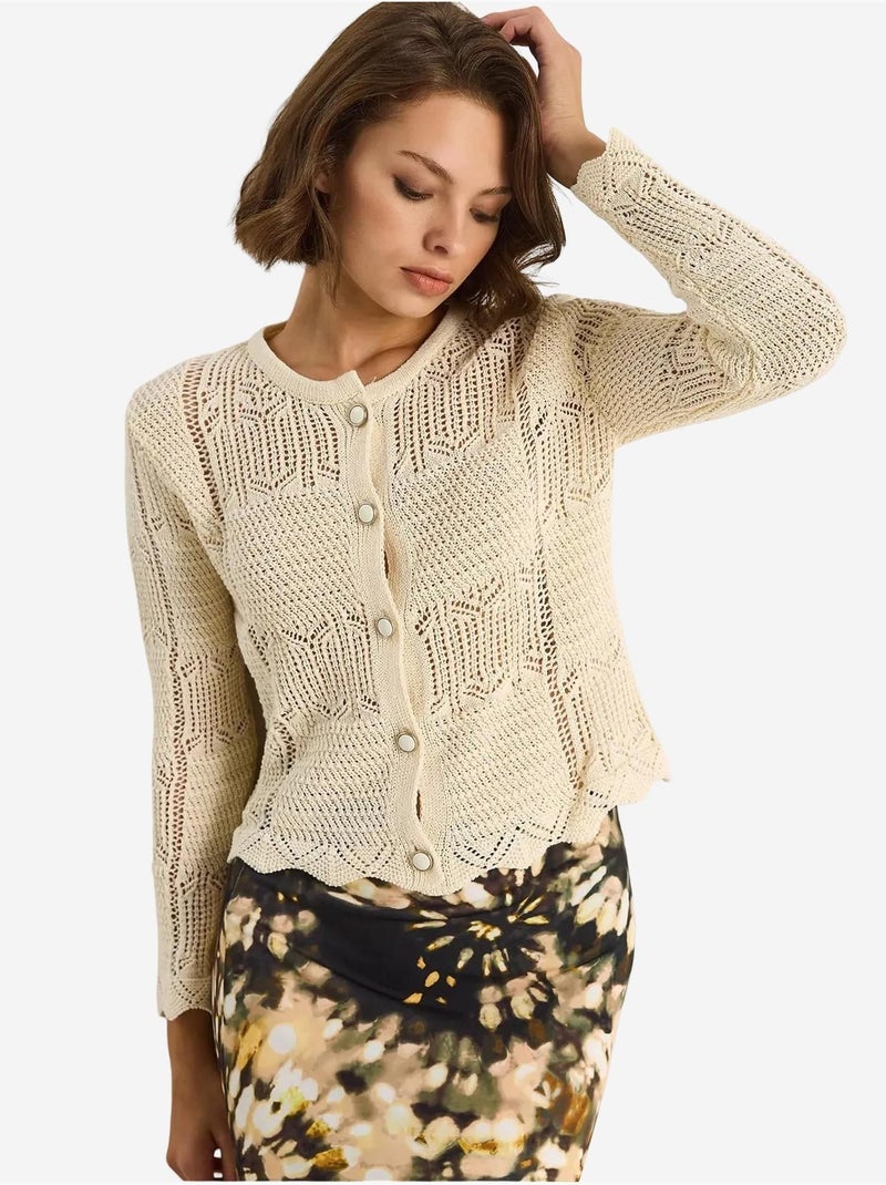 Gilet fin en maille luci avec fermeture à boutons lucci Ivoire - Kiabi