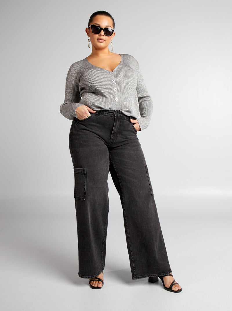 Gilet fin maille brillante Gris - Kiabi