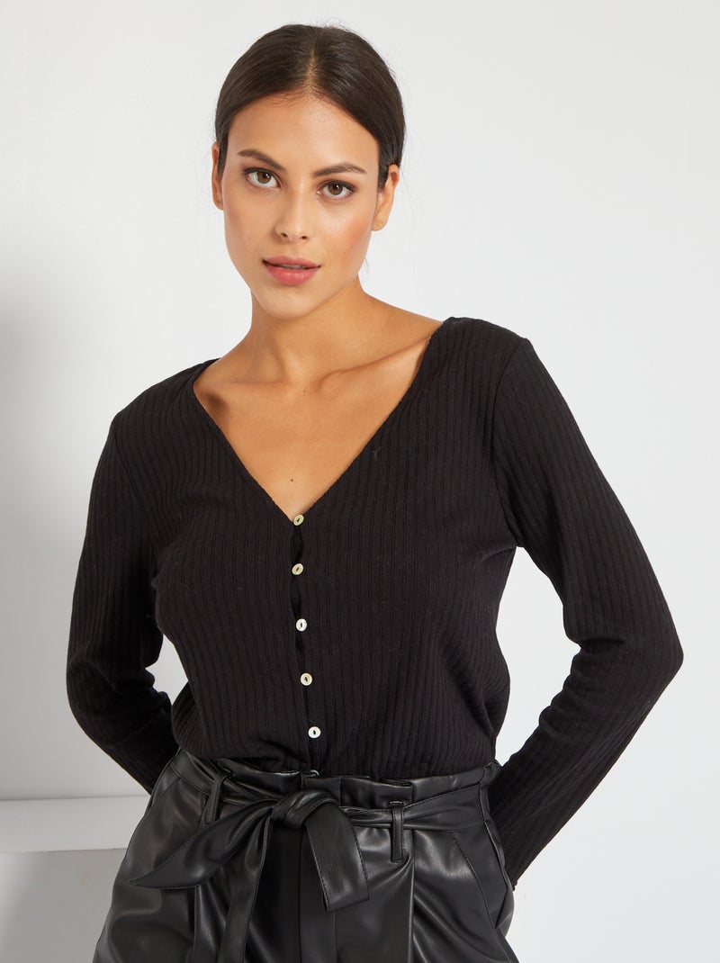 Gilet fin maille fantaisie noir - Kiabi