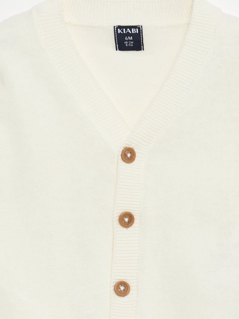 Gilet fine jauge col V Blanc - Kiabi