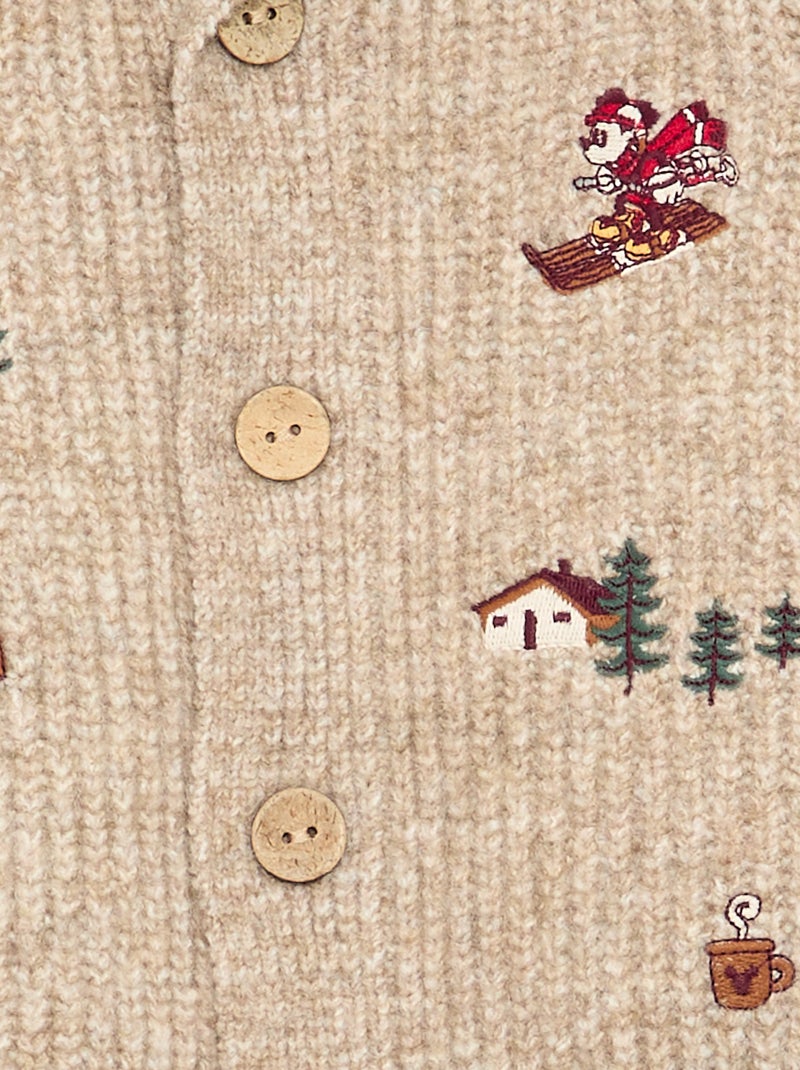 Gilet forme cardigan 'Mickey' 'Disney' avec broderies Beige - Kiabi