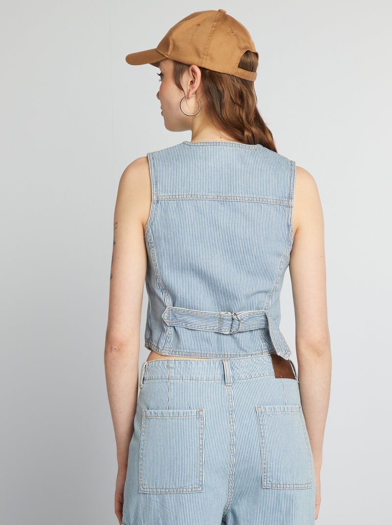 Jean Le Crop Mini rayé à taille mi-haute en blanc – Frame