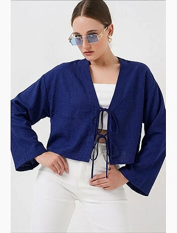 Gilet kimono col v mélange viscose bdart