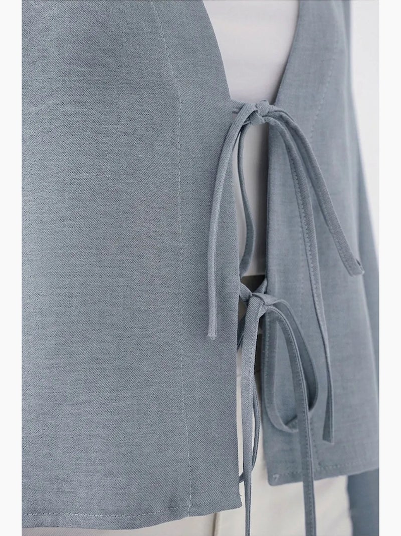 Gilet kimono col v mélange viscose bdart Bleu pastel - Kiabi