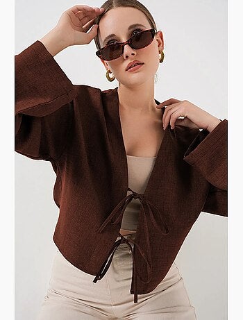 Gilet kimono col v mélange viscose bdart
