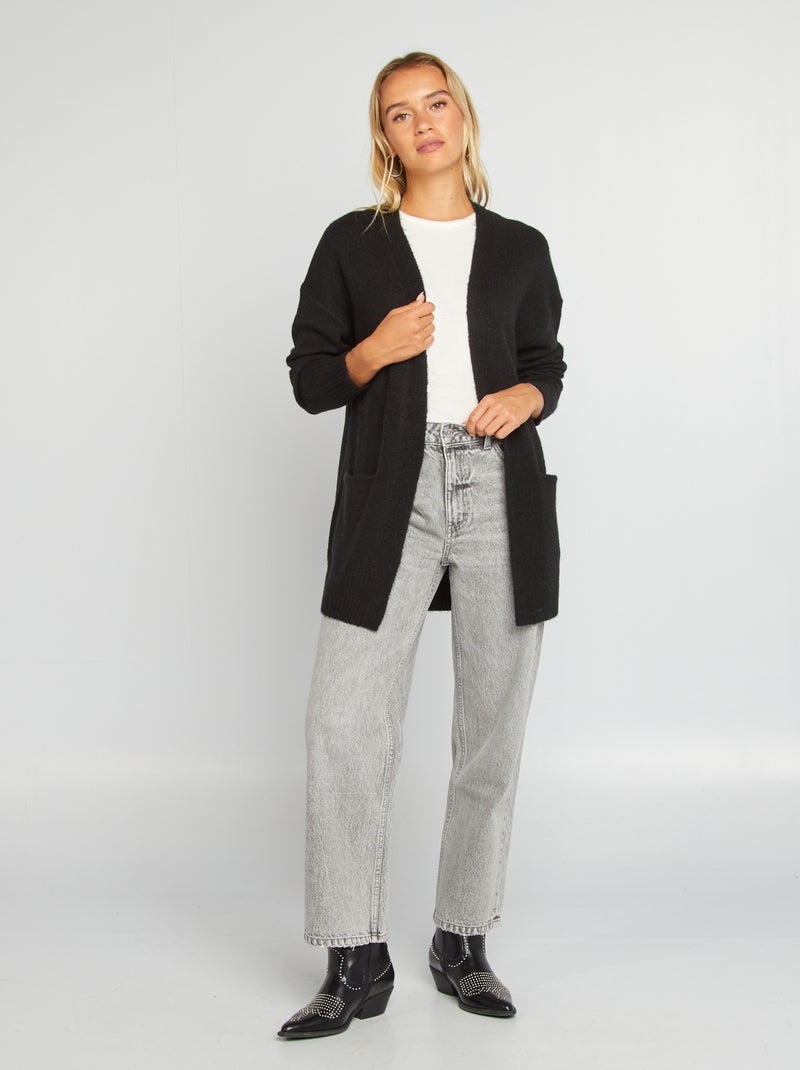 Gilet long avec poches noir - Kiabi