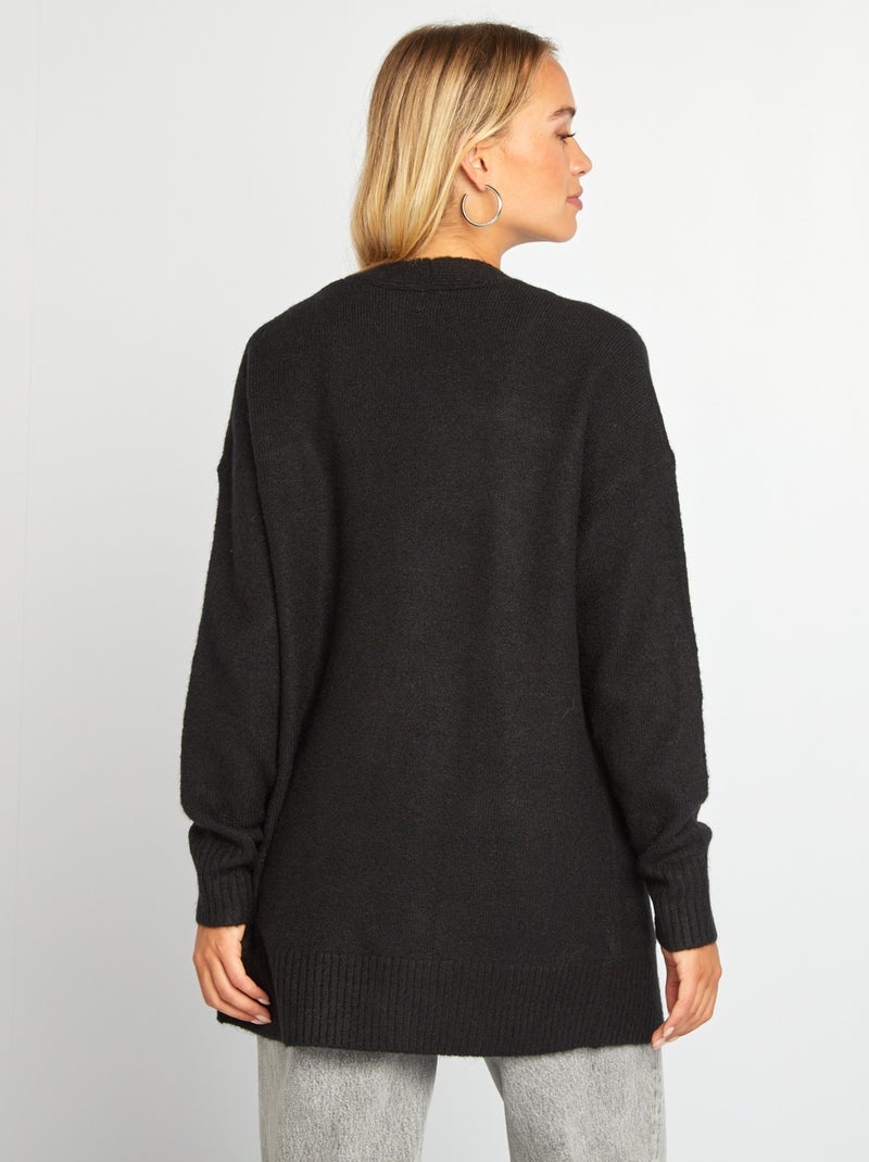 Gilet long avec poches noir - Kiabi