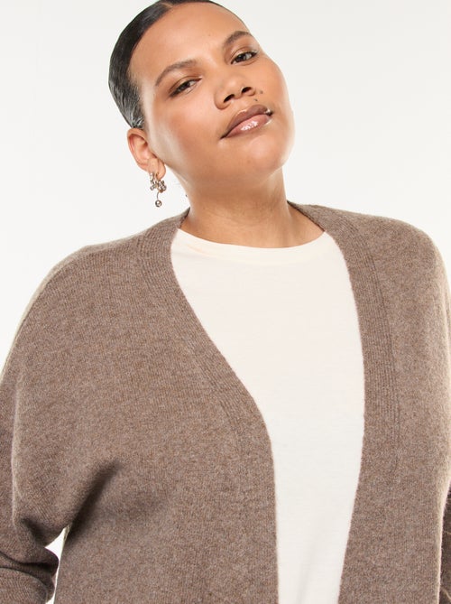 Gilet long en maille tricot avec 2 poches - Kiabi