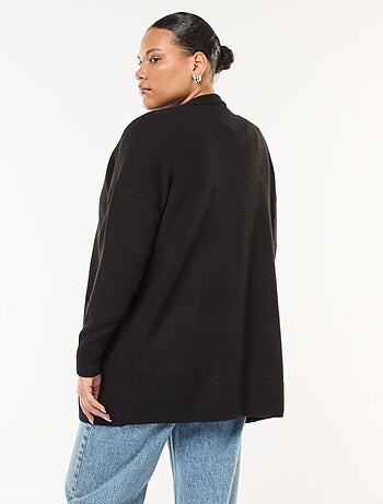 Gilet long en maille tricot avec 2 poches